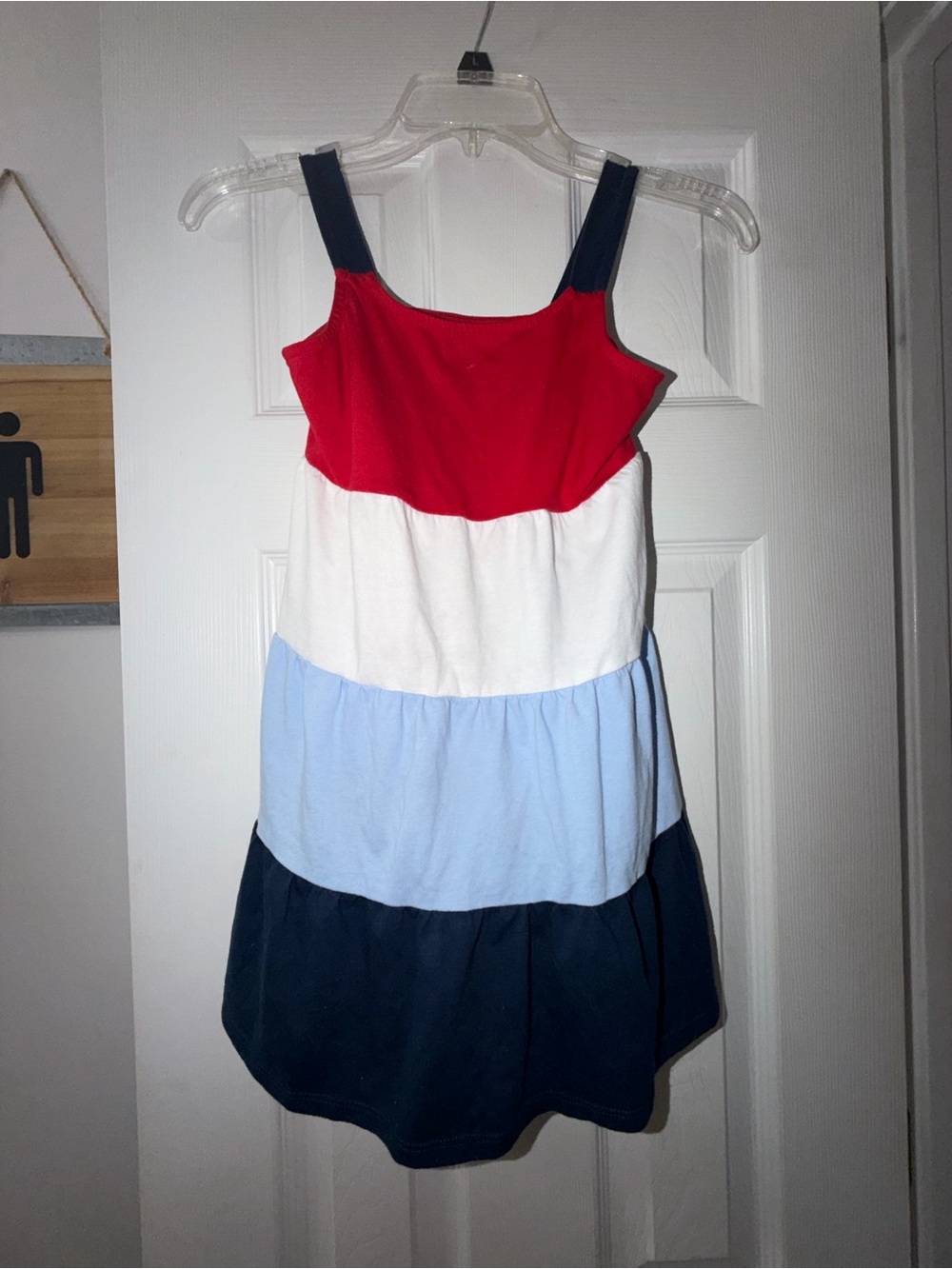 Girls Colorblock Tank Dress - Red, White, Light Blue & Navy
